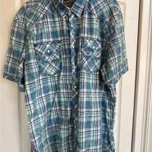 BKE Vintage Blue and Green Plaid Men's Shirt
